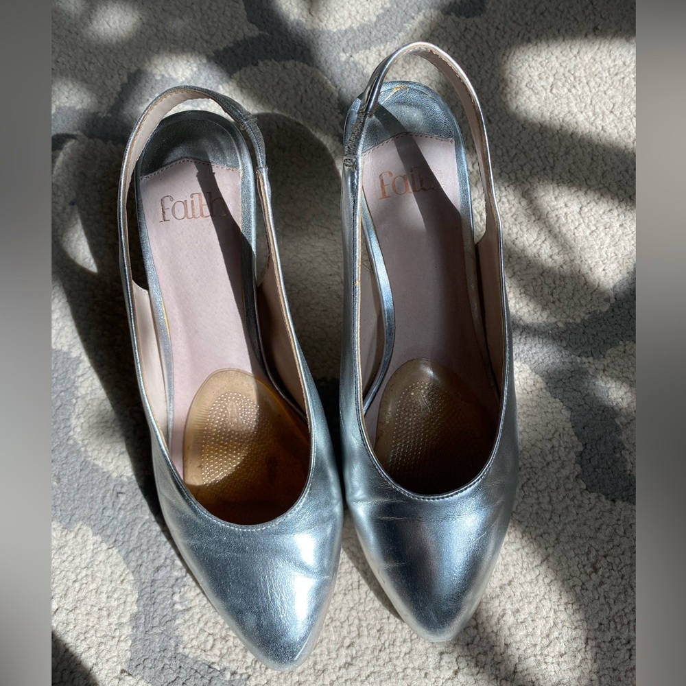 Silver heels with pointy toes sz 7.5 ASOS